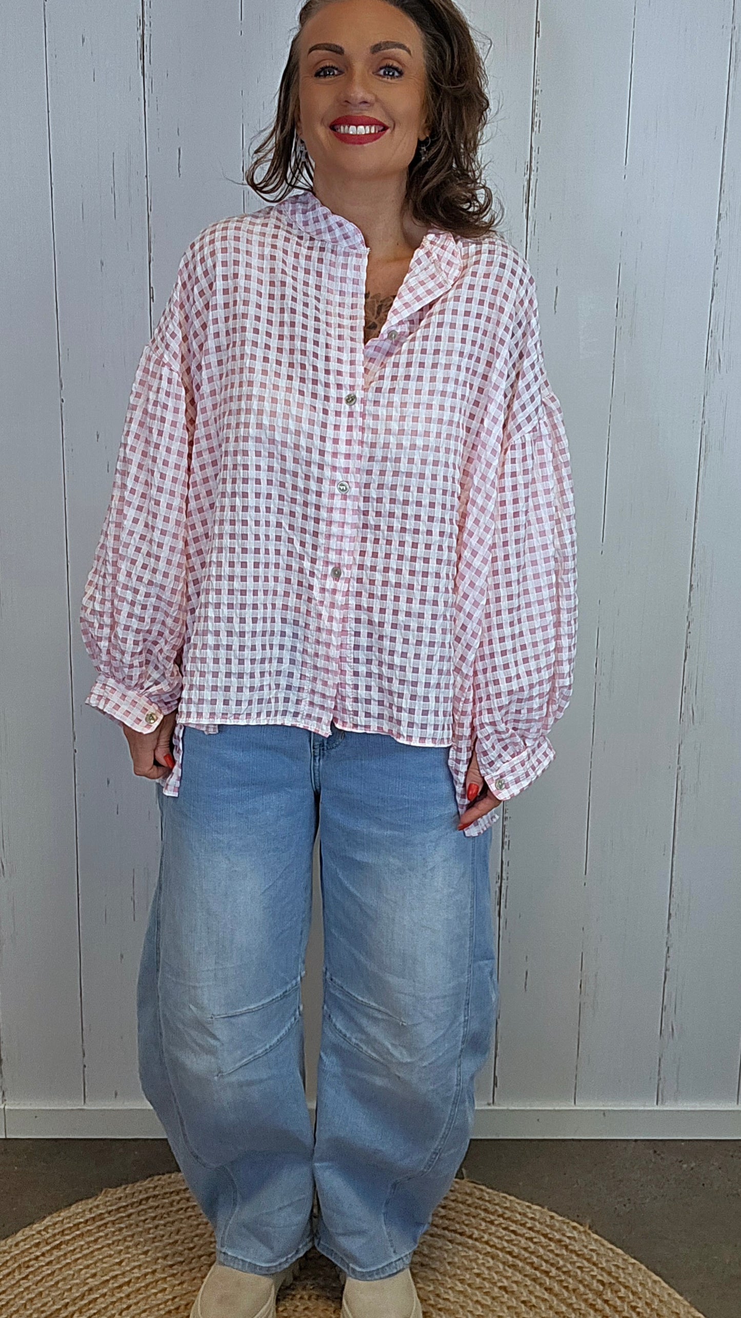 Kari rutete skjorte rosa