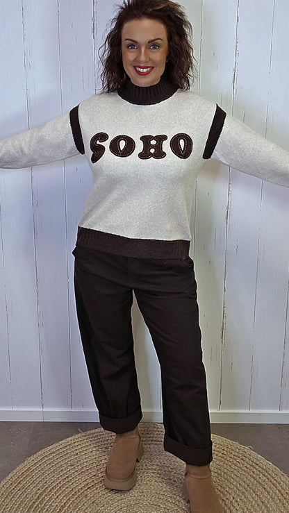 Anna genser beige/brun SOHO