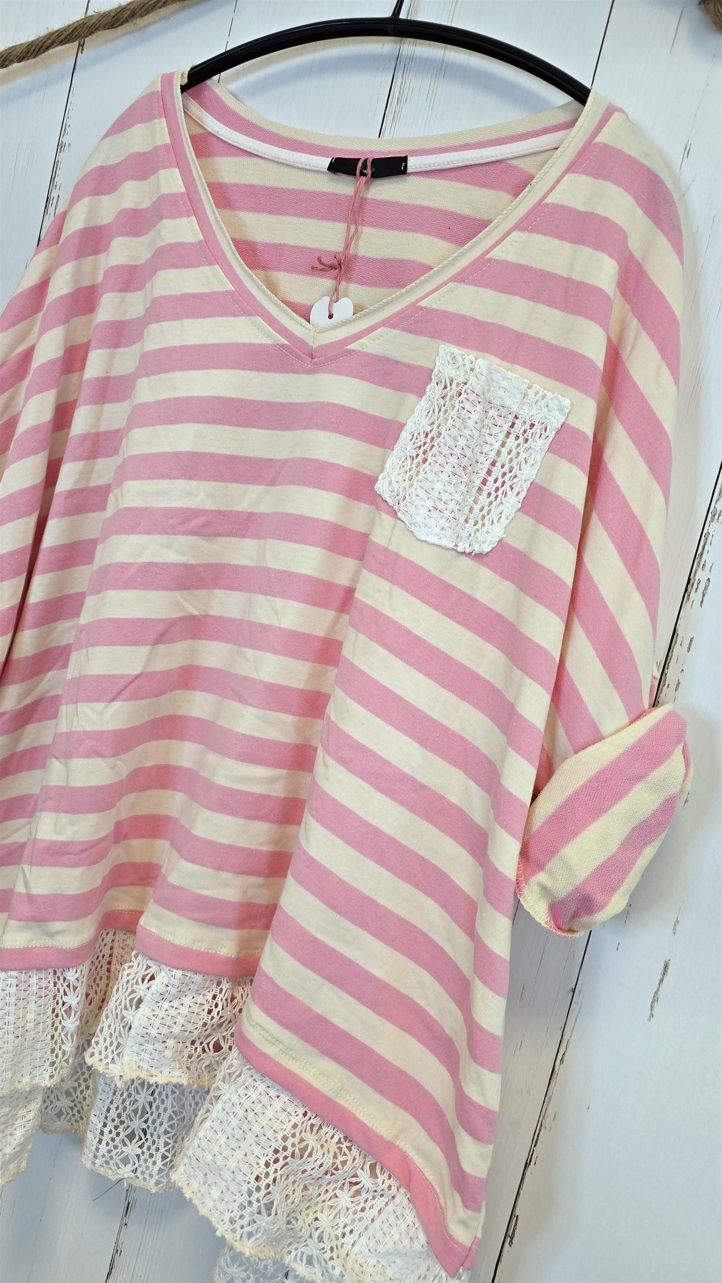 Cecilie stripet topp rosa