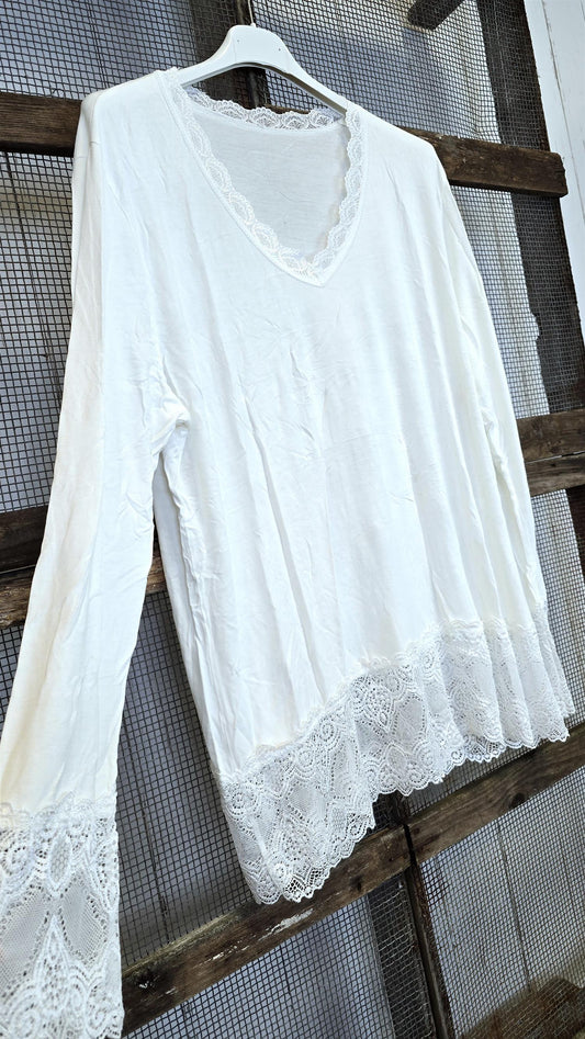 Freya topp med blonder offwhite