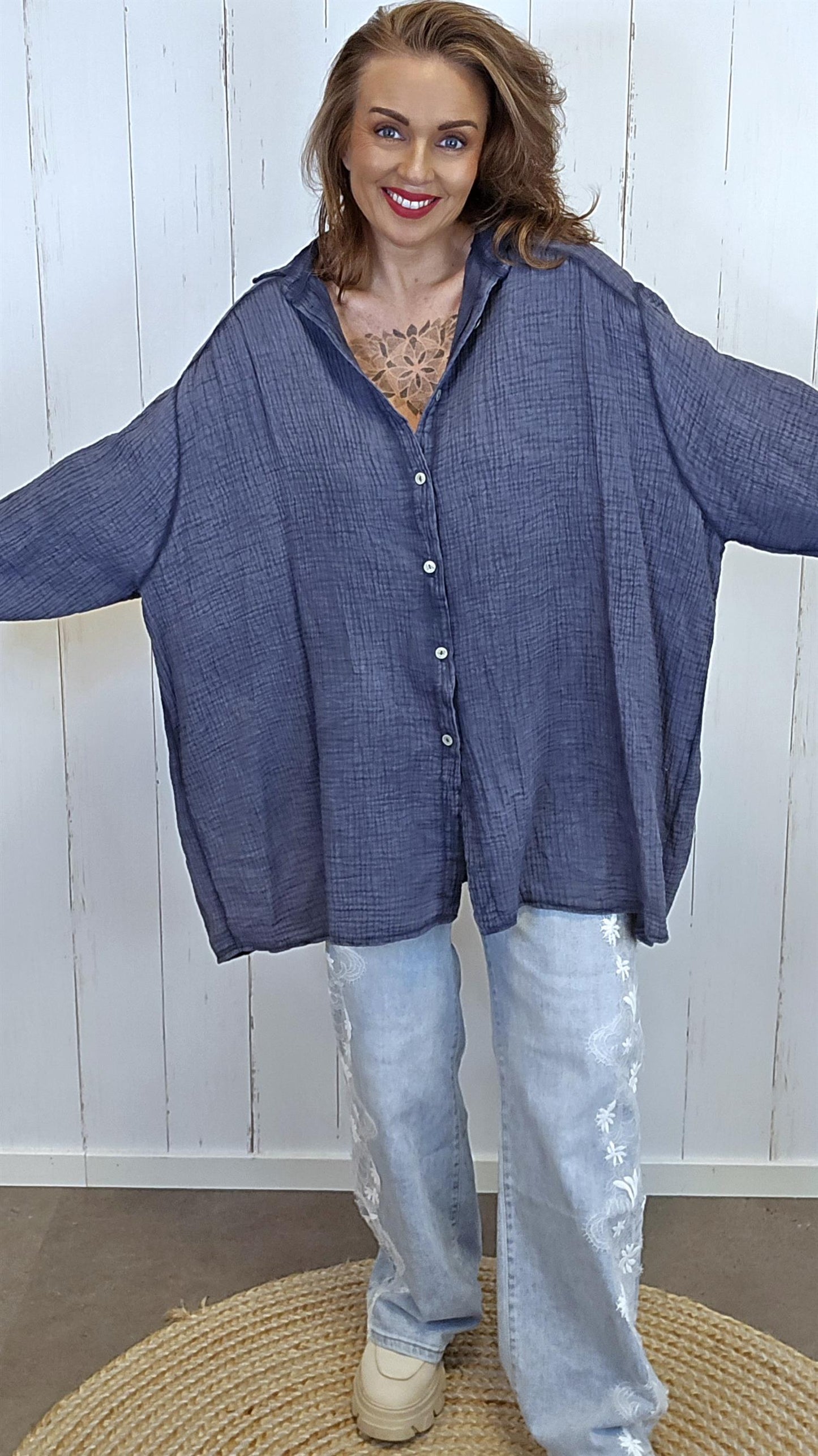 Signe vaffelskjorte navy