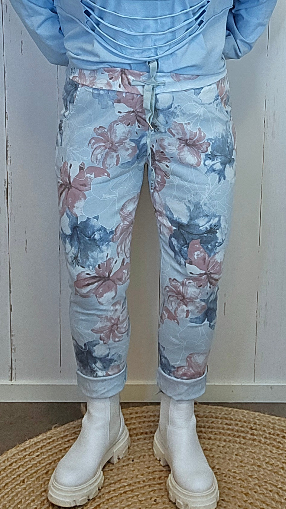 Camilla blomsterbukse blå