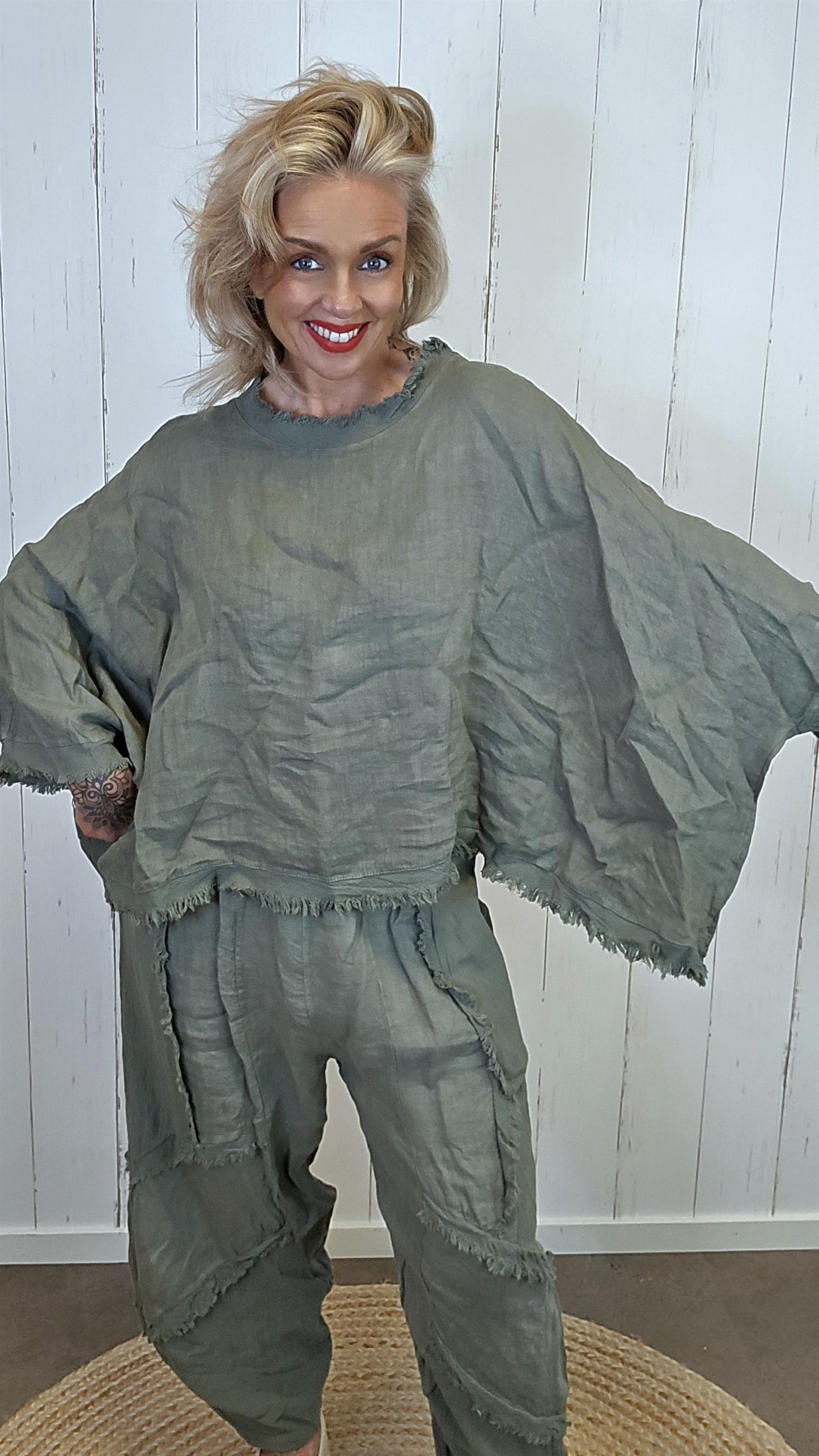 kim Lin Poncho Topp kaki