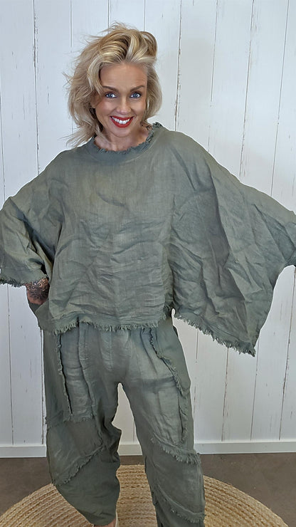 kim Lin Poncho Topp kaki