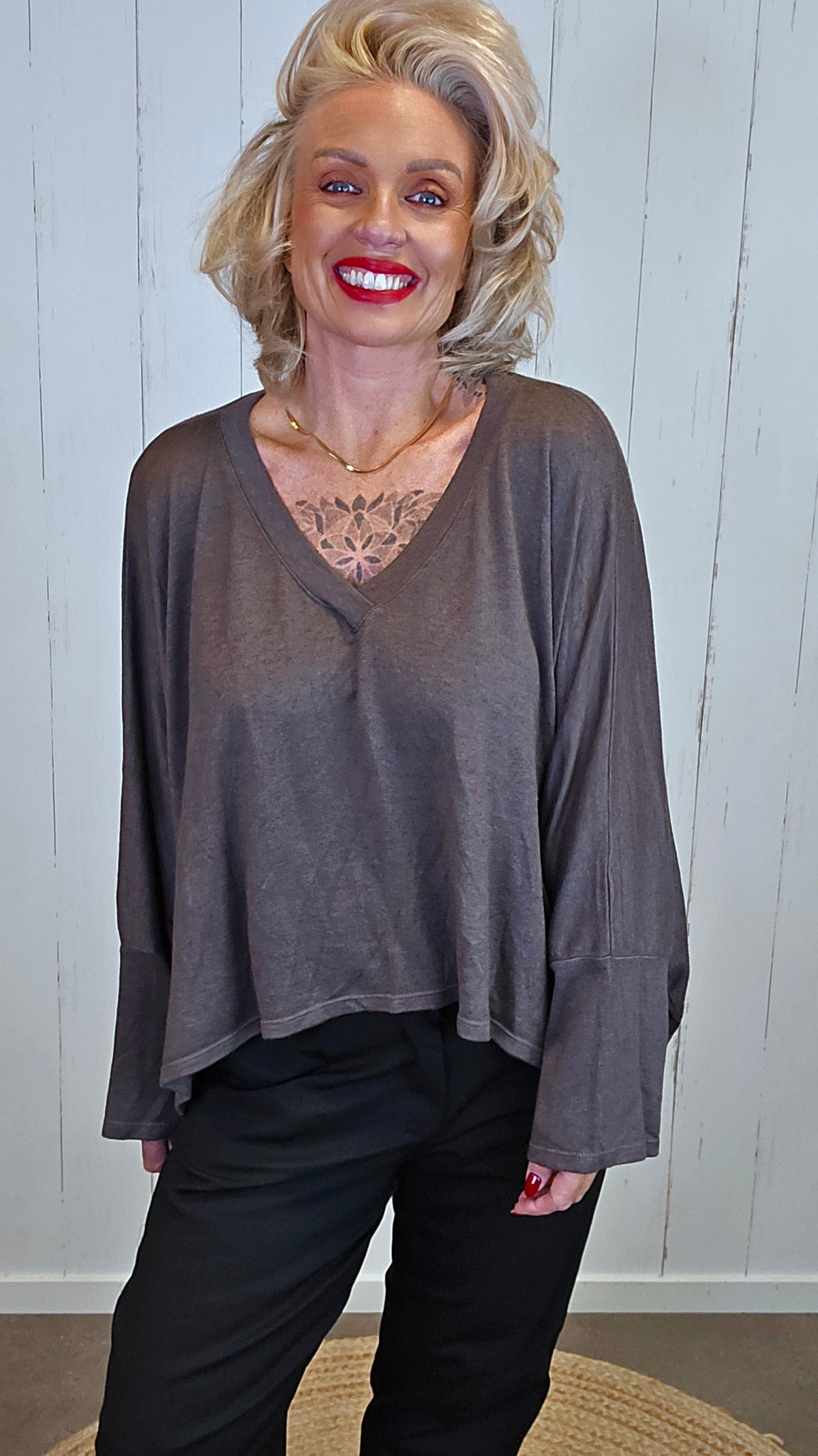 Xenia oversized topp brun