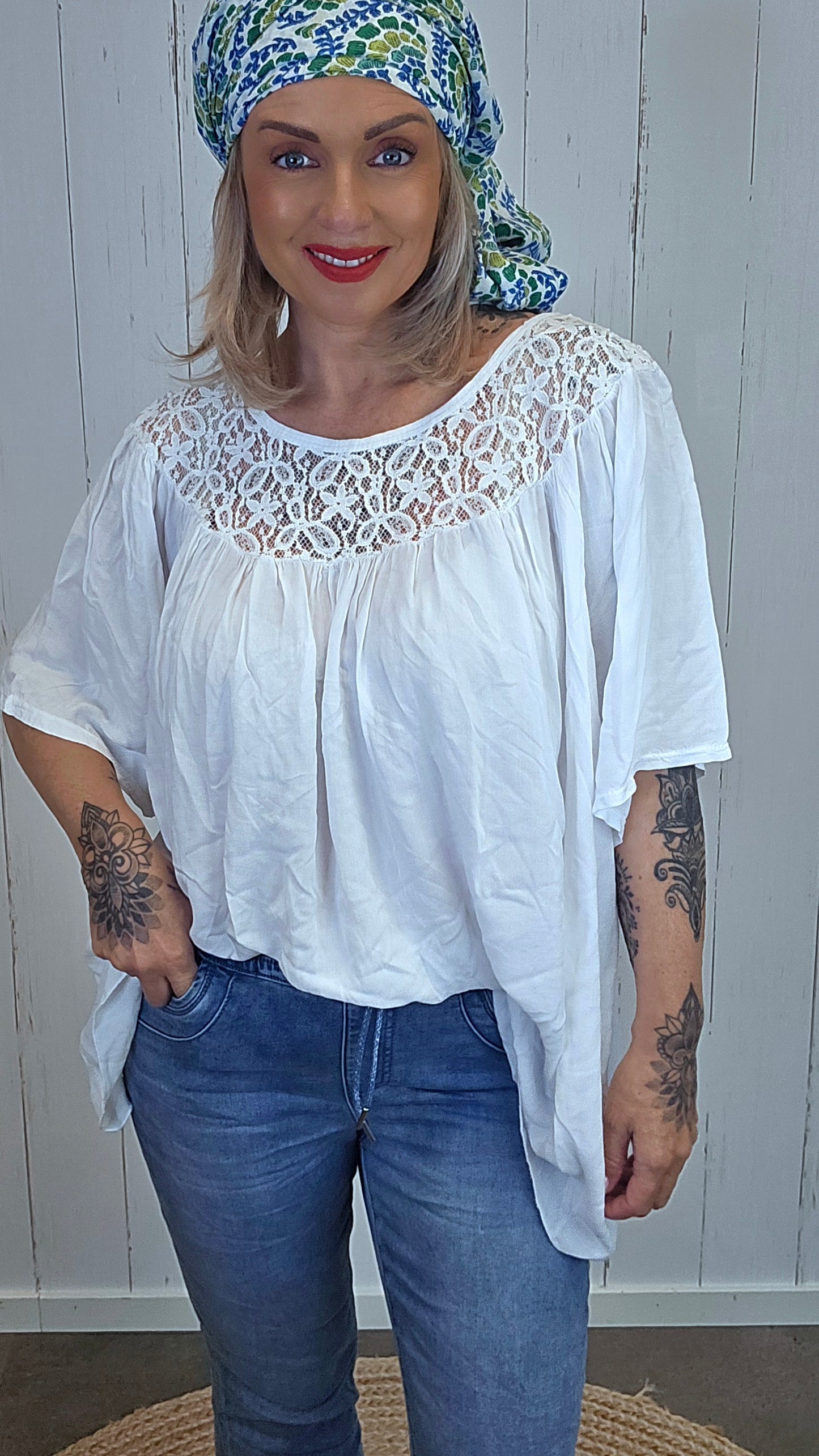 Freja blonde topp Hvit