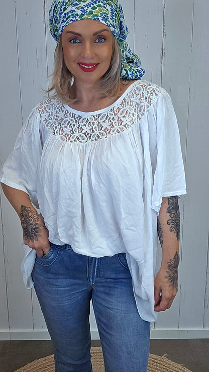 Freja blonde topp Hvit