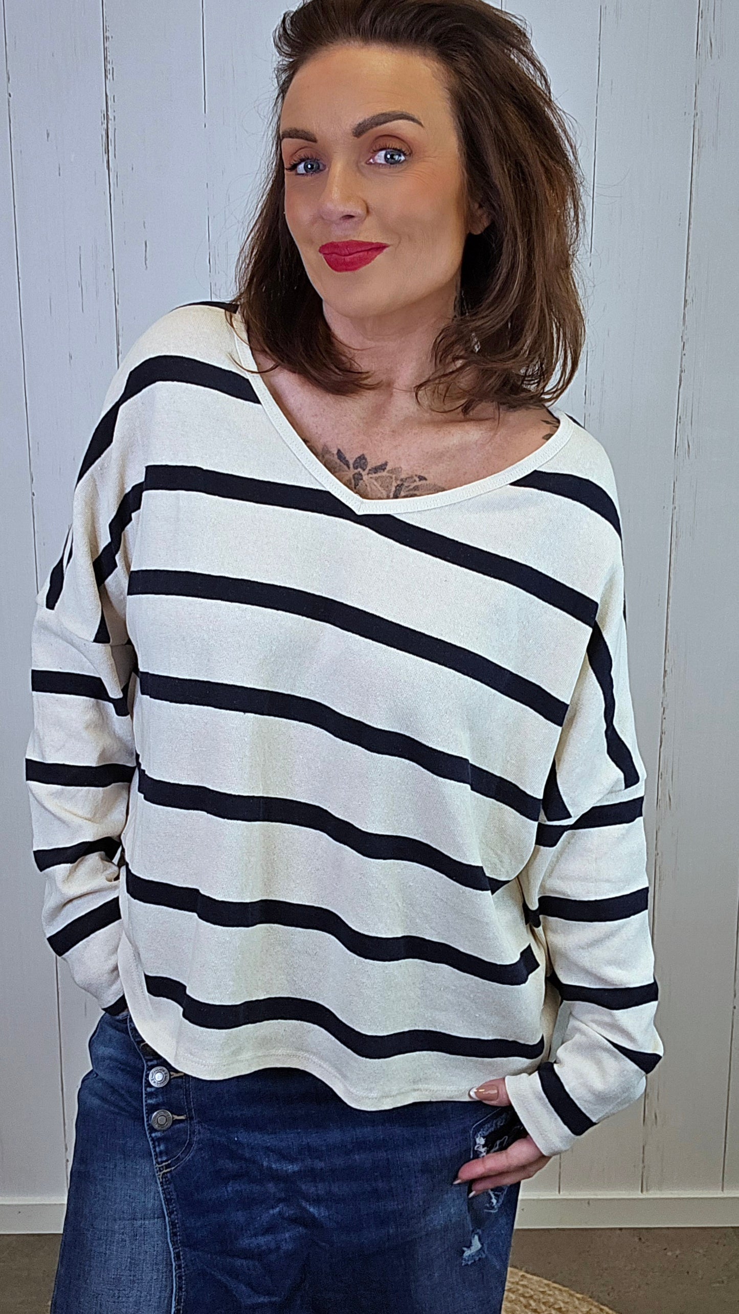 Jenny Topp Med Navy Striper