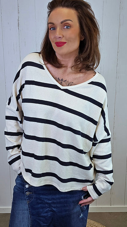 Jenny Topp Med Navy Striper