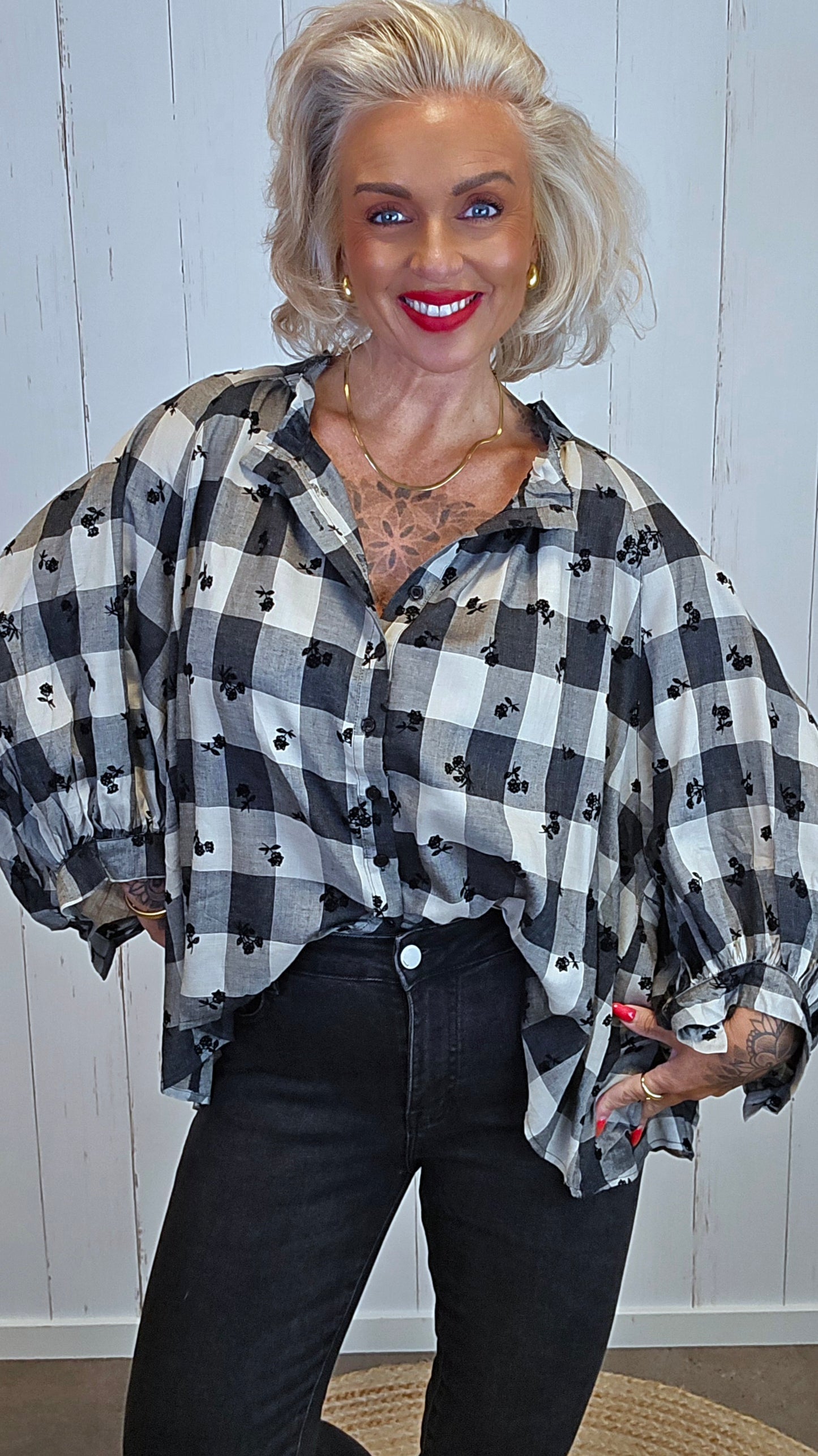 Clara skjortebluse med ruter