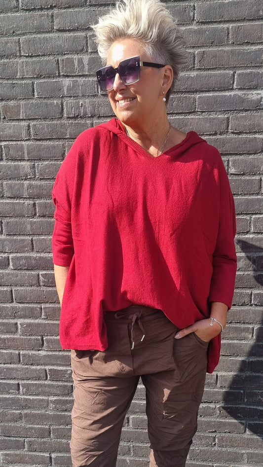 Alma hettegenser burgunder rød