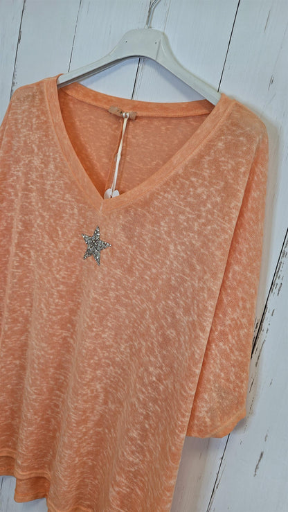 Oversized stjerne topp orange