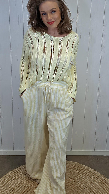 Lydia linbukse gul stripet