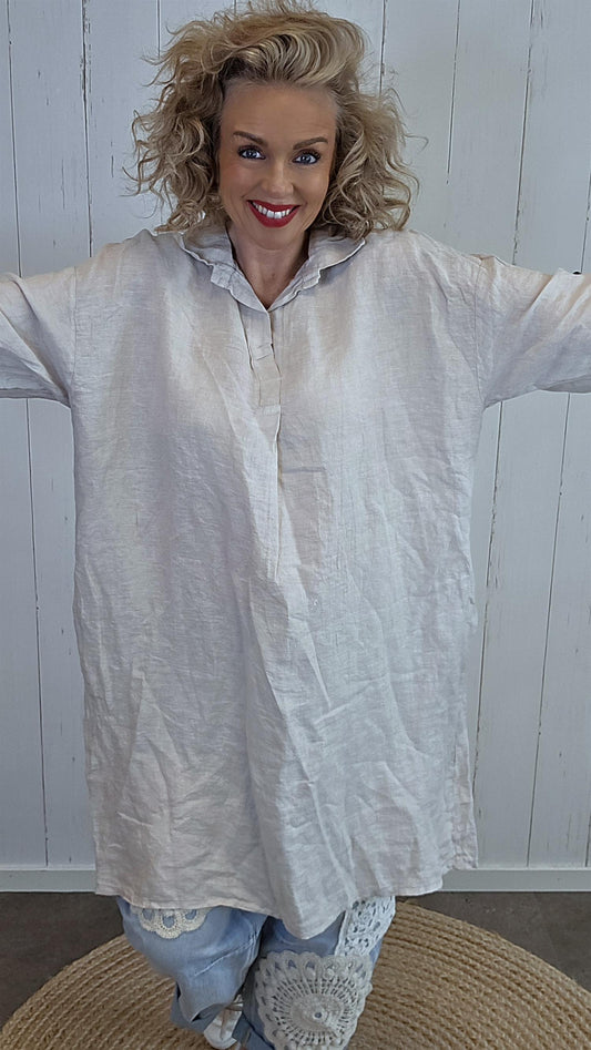 Christy beige linkjole med oppbrettbare ermer