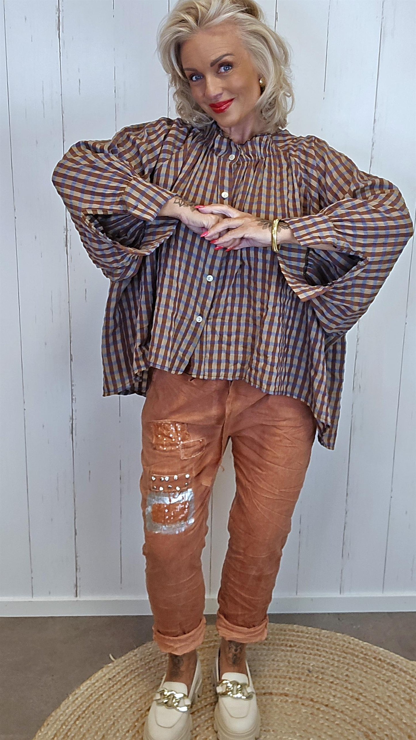 Frida rutete skjorte brun