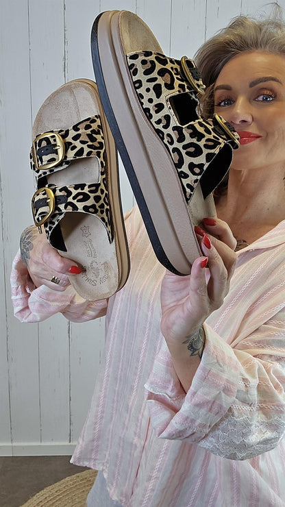 Leopard velvet sandaler