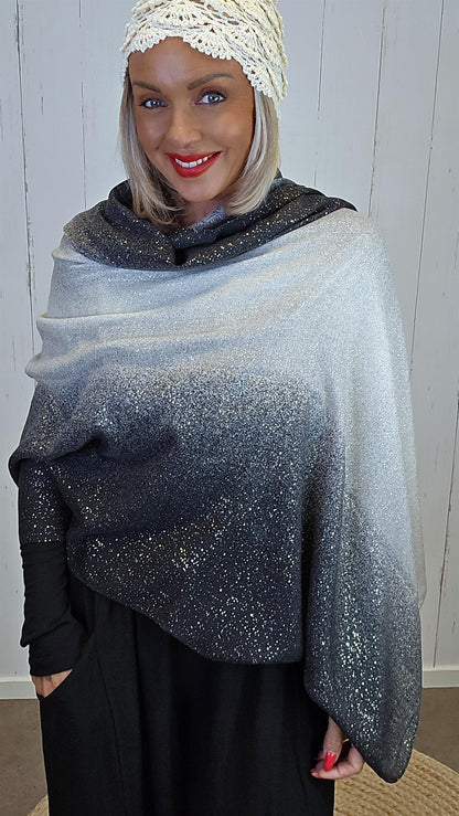 Zara skjerf svart med glitter