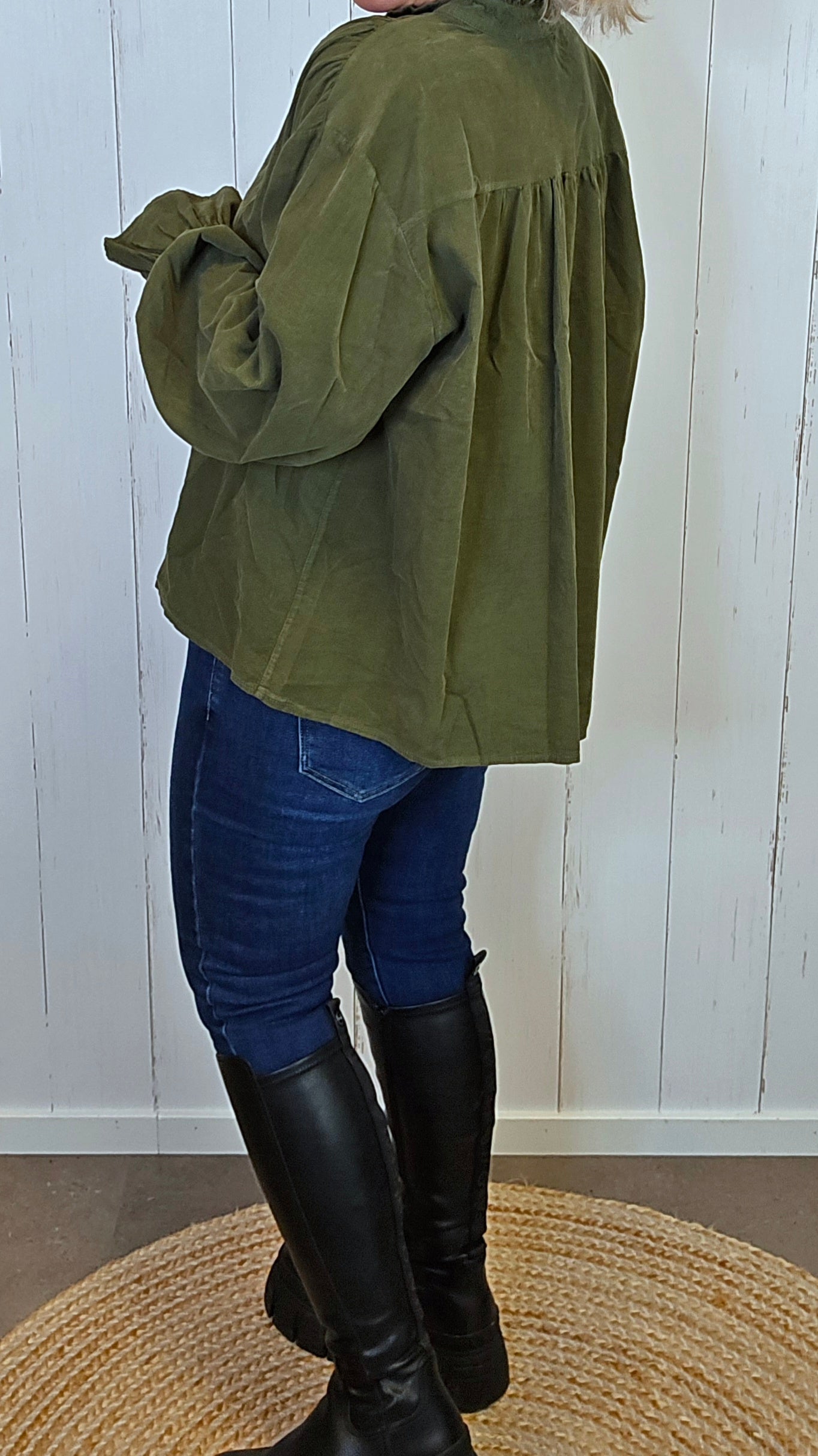 Carmen bluse mosegrønn