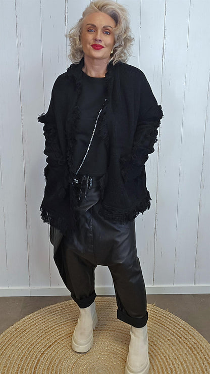 Wilma oversized strikkejakke svart