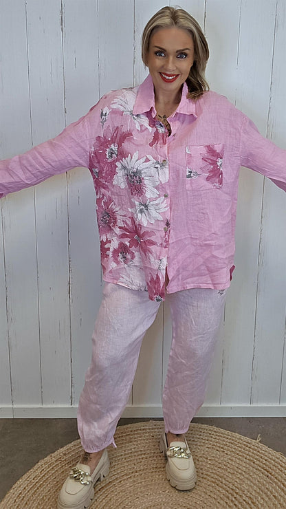 Hanna linkjorte med print rosa