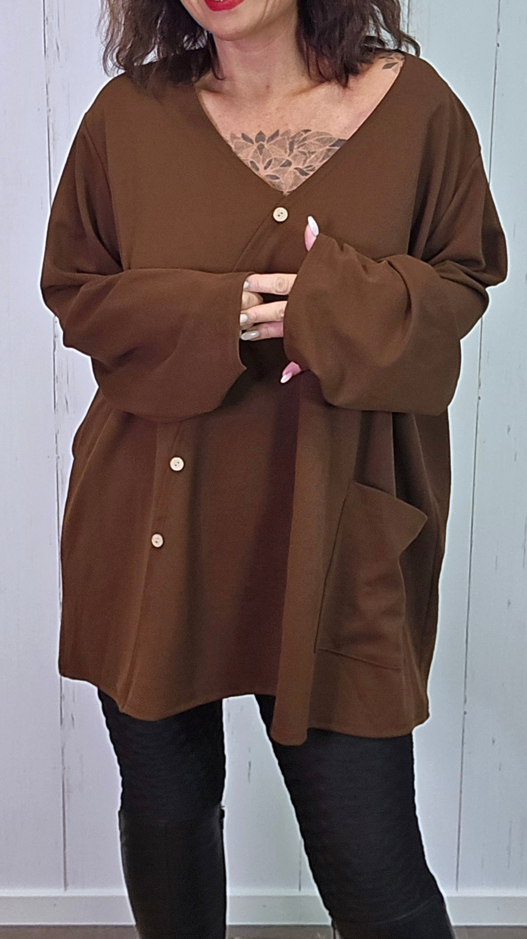 Alva baggy topp brun