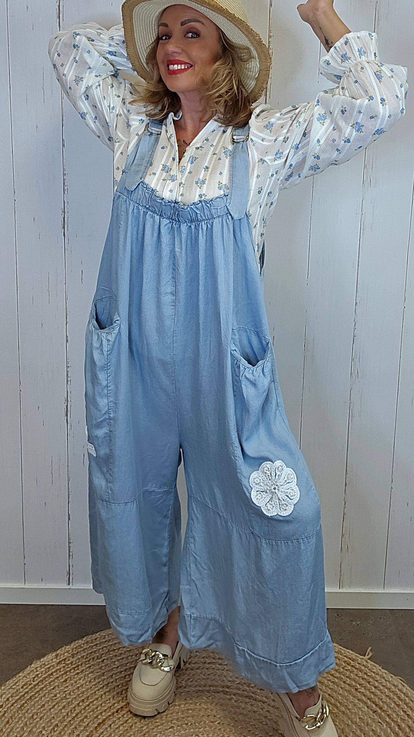 Jumpsuit i lyocell med stropper