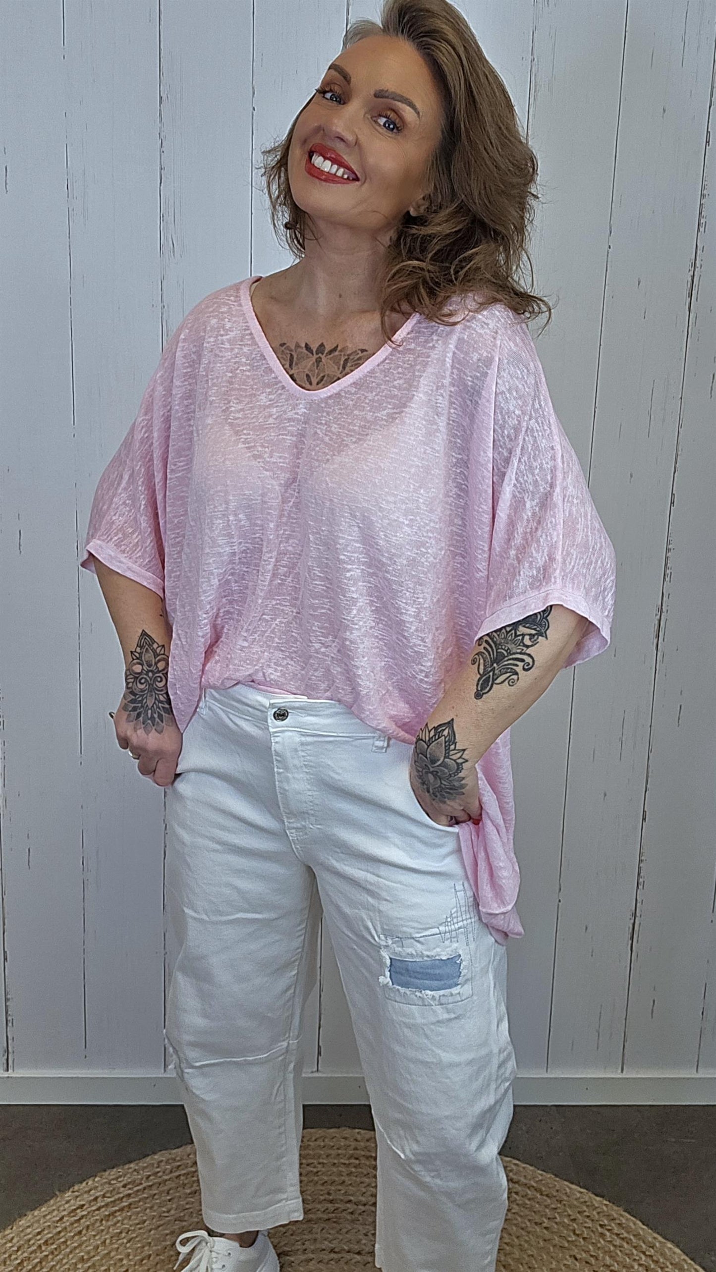 Catty oversized topp Lys rosa