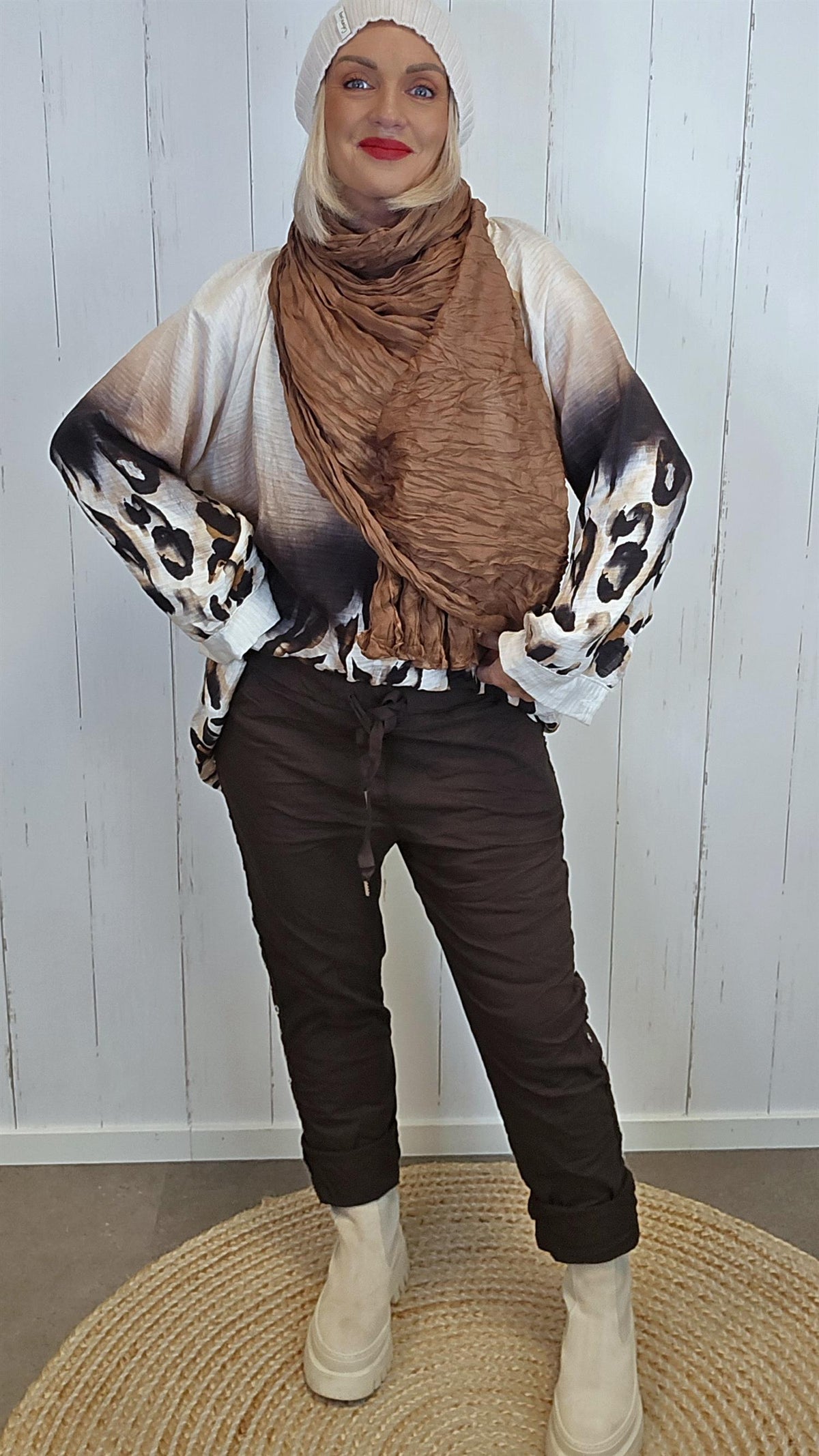 Crinkle skjerf varm brun