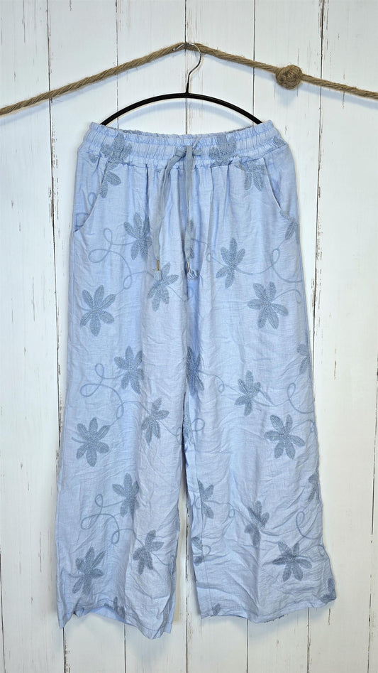 Selma blomsterbukse lyseblå