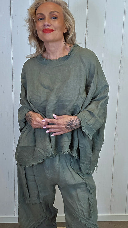 kim Lin Poncho Topp kaki