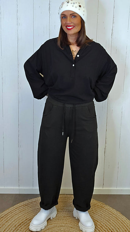 Joggebukse med strikk svart