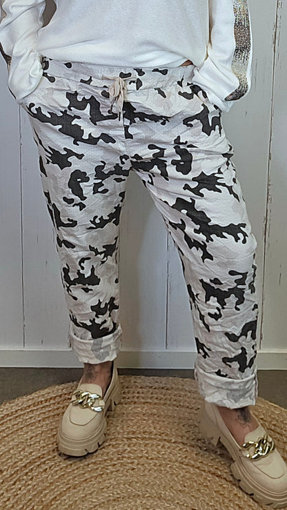 Sofia camo bukse hvit