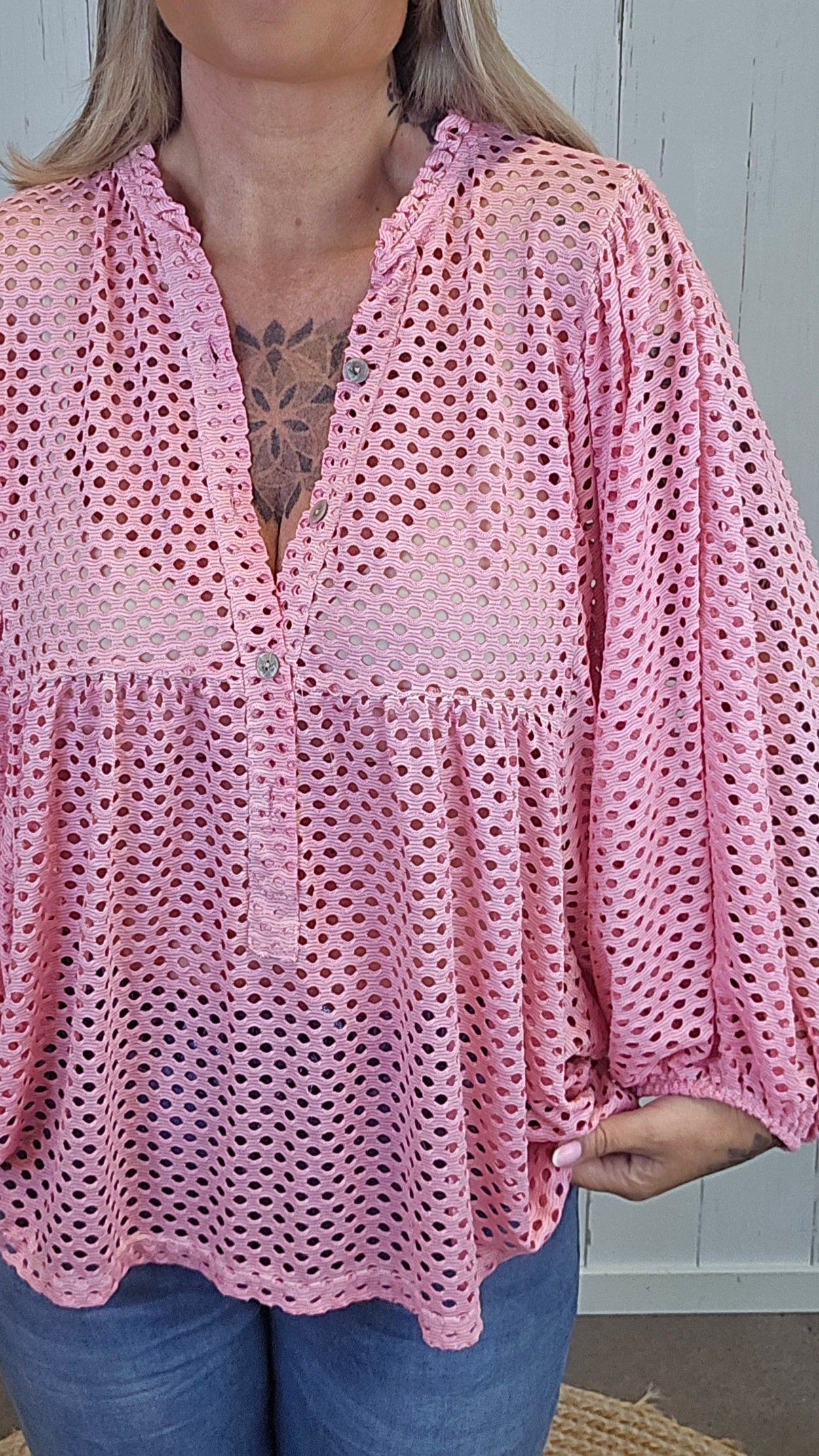 Carmen bluse rosa