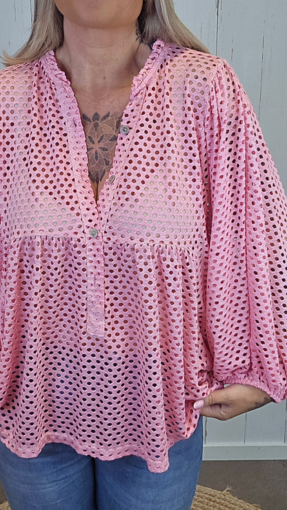Carmen bluse rosa