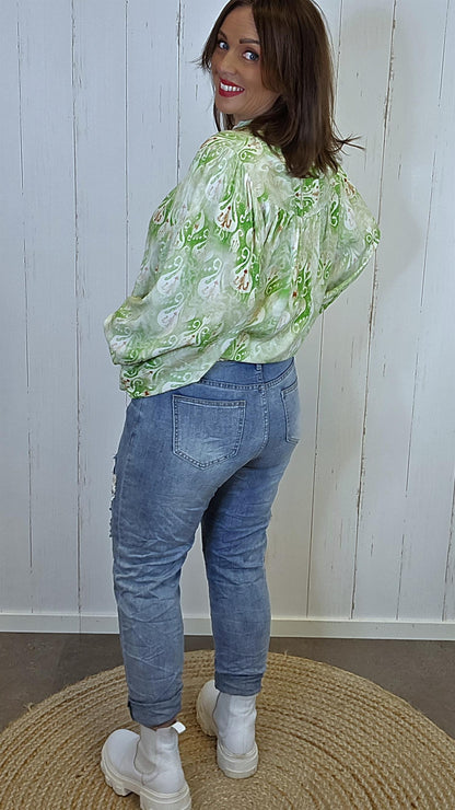 Patches jeans med knytebelte