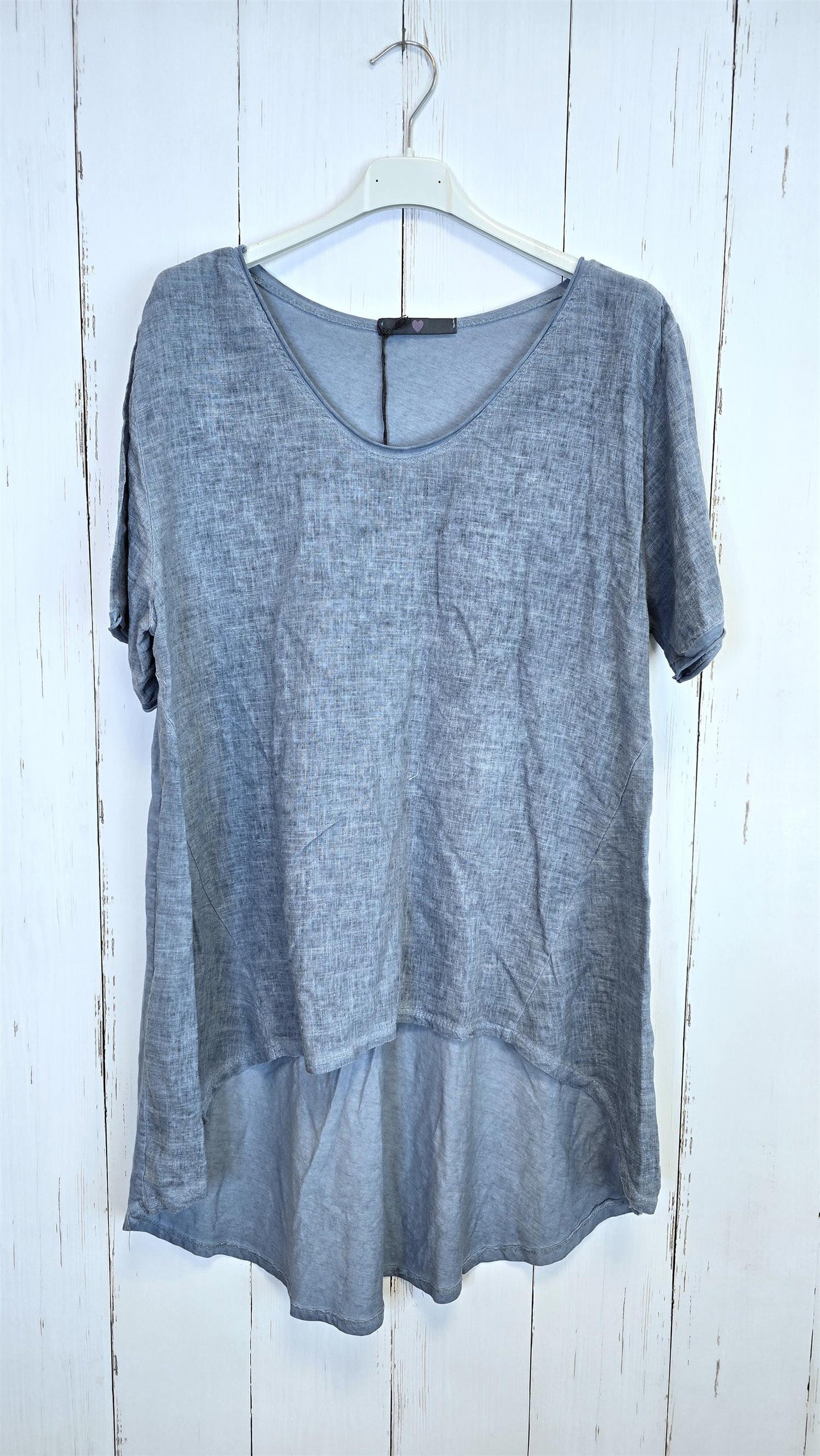 Bella lin- og bomullstopp denimblå