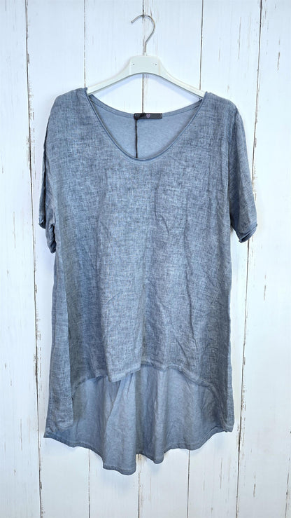 Bella lin- og bomullstopp denimblå