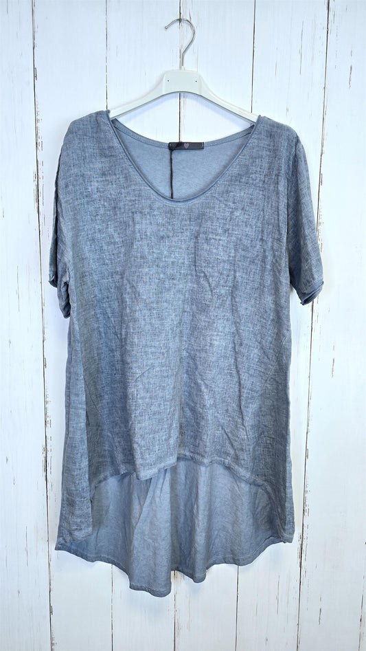 Bella lin- og bomullstopp denimblå