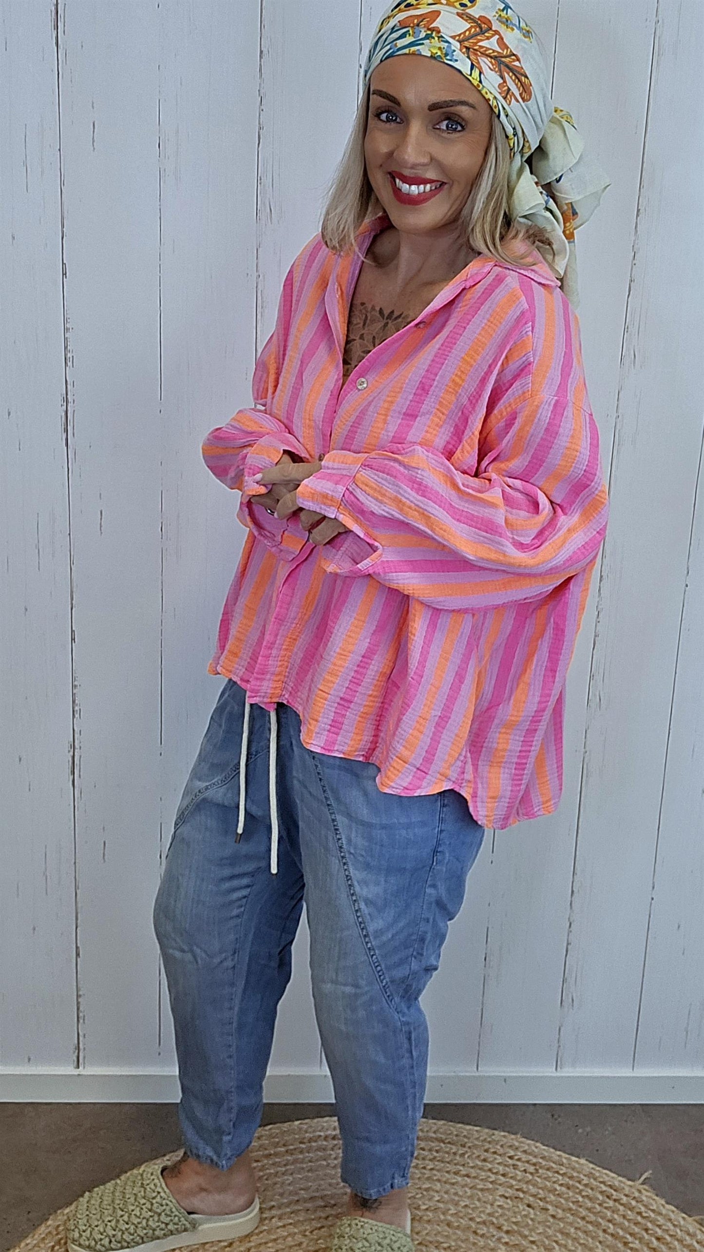 Sally stripete skjorte rosa