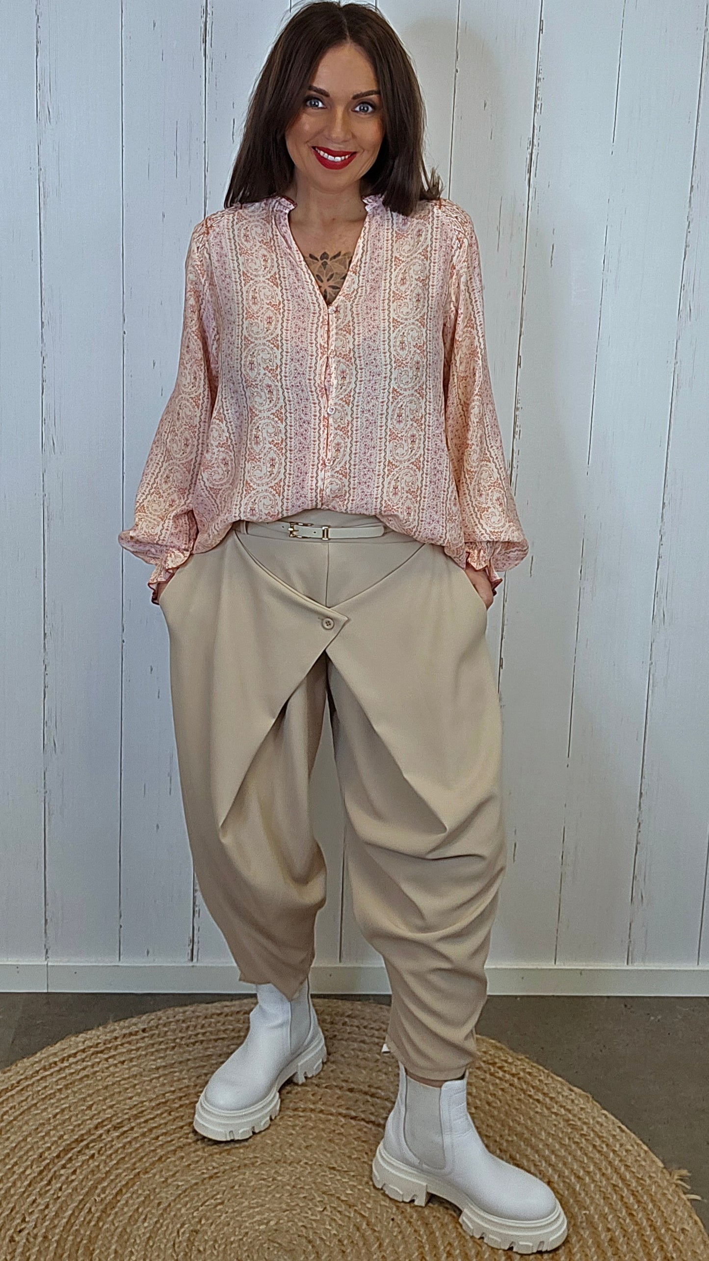 Sofie wrap bukse beige