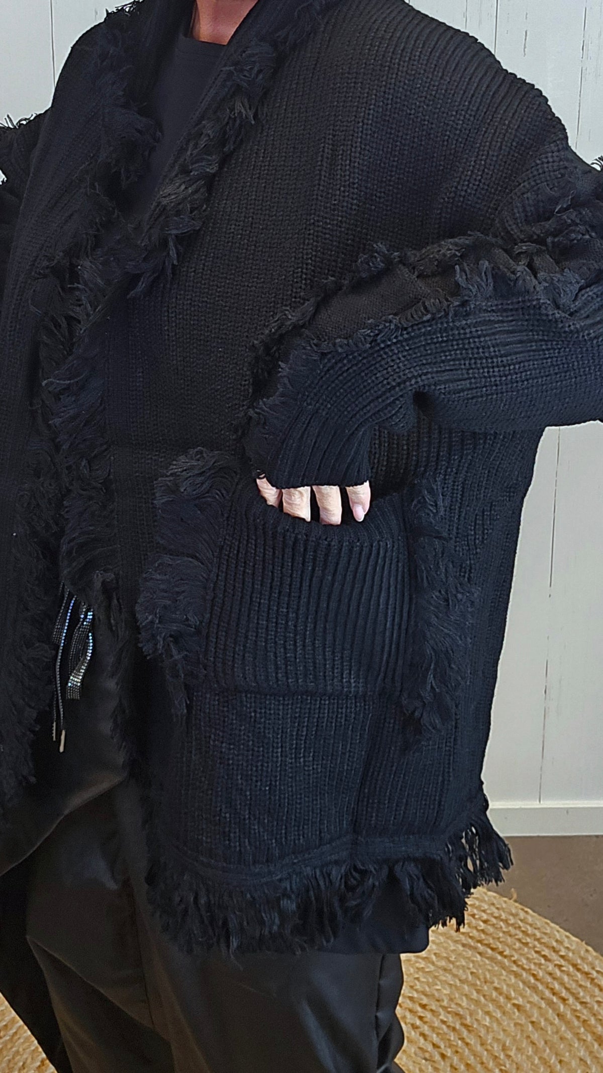 Wilma oversized strikkejakke svart