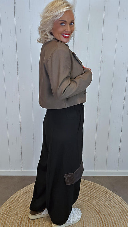 Mille kort blazer jakke mørk taupe