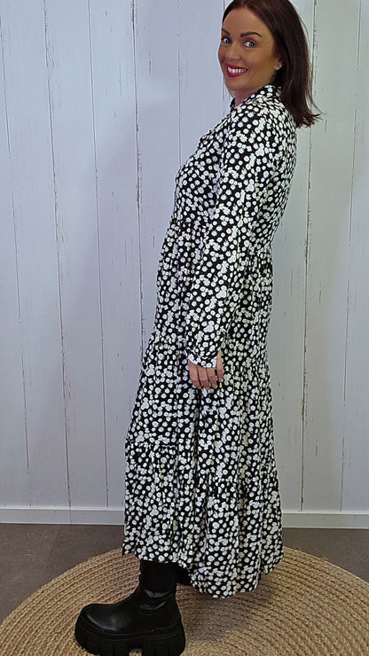 Eva blomster kjole sort