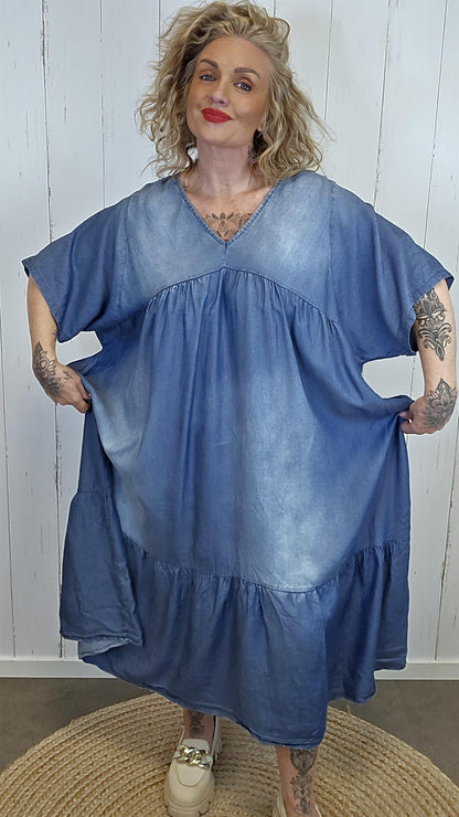 Lise lyocellkjole med V-hals