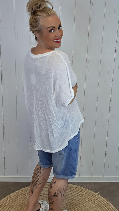 Oversized stjerne topp hvit