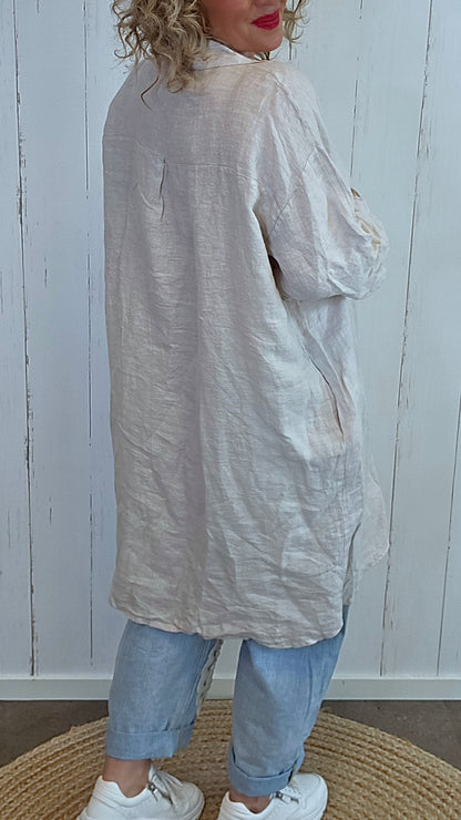 Christy beige linkjole med oppbrettbare ermer