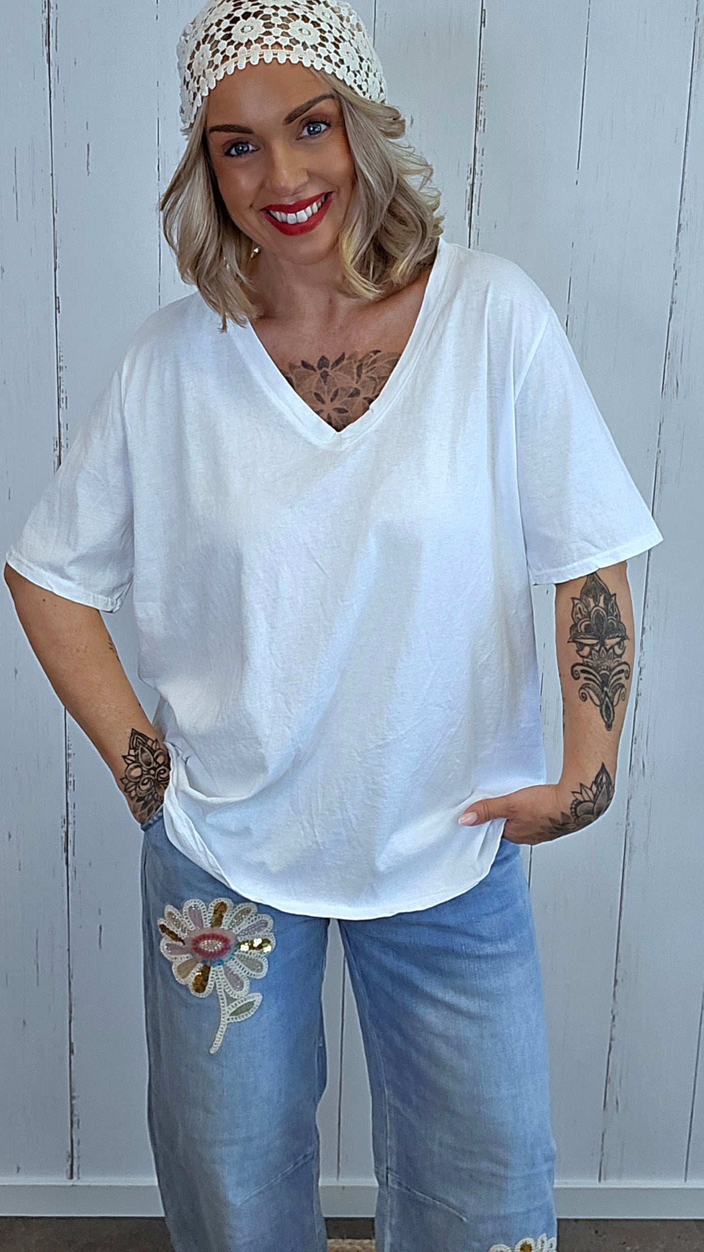 Lina hvit basic t-skjorte