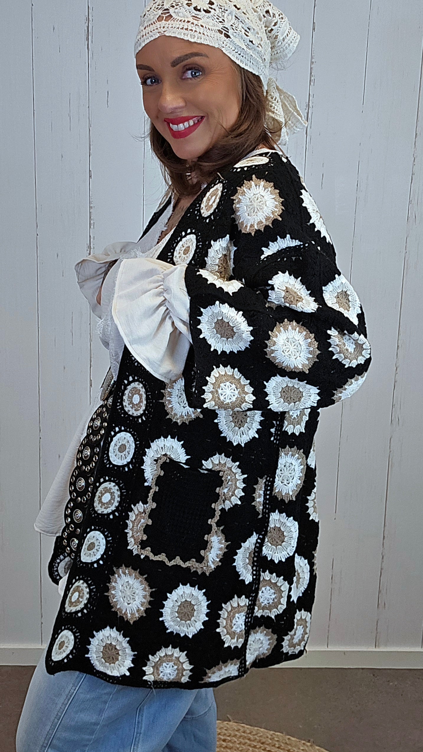 Cassandra crochet jakke svart