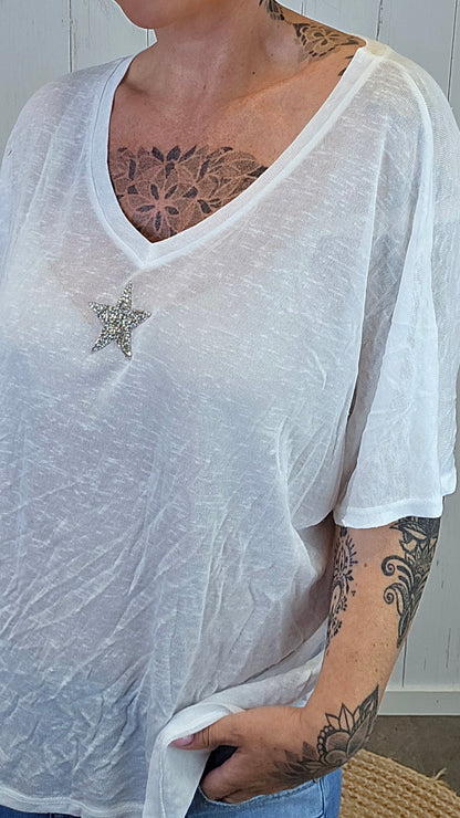 Oversized stjerne topp hvit