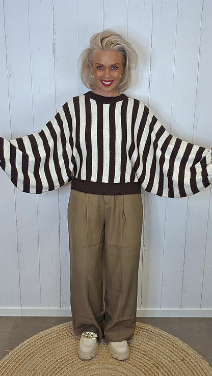 Tanja Strikket Poncho genser brun